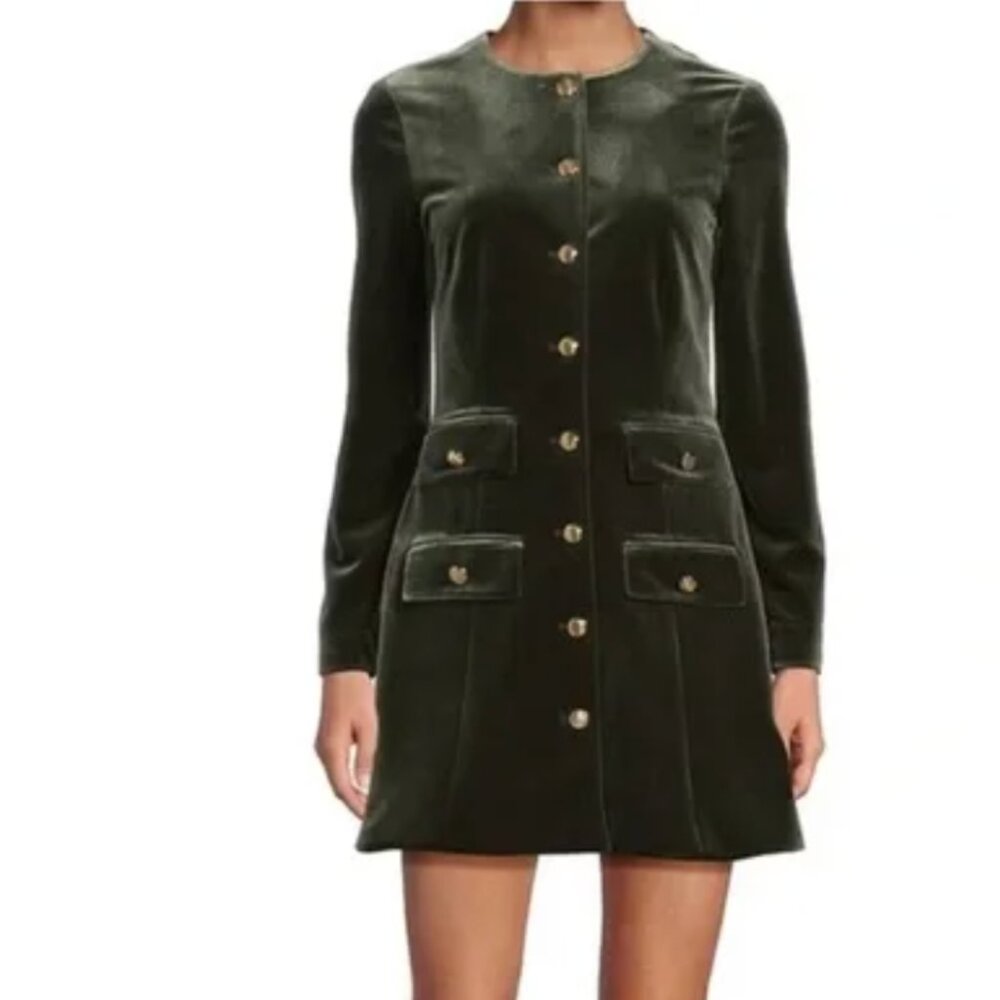 Lilly Sisto For Gianni Bini Green Velvet Women's Mini Dress